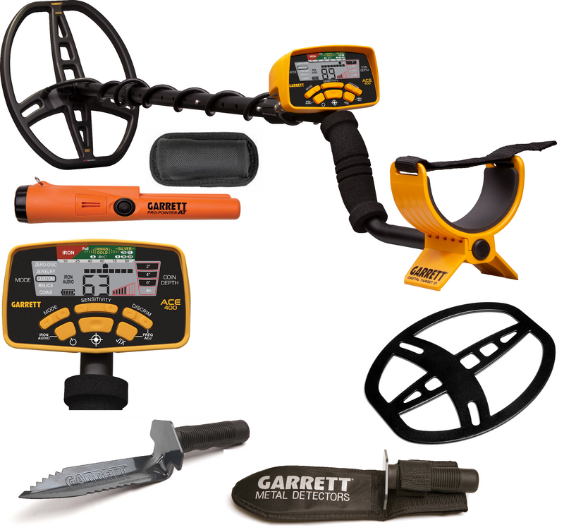 Load image into Gallery viewer, GARRETT ACE 400, PRO POINTER AT, EDGE DIGGER METAL DETECTOR COMBO