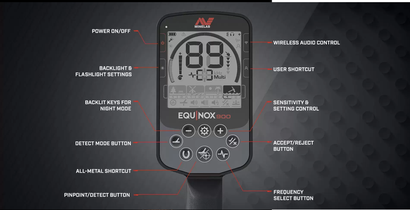 Load image into Gallery viewer, Minelab Equinox 900 Metal Detector with Pro-Find 40 Pinpointer and Carry Bag