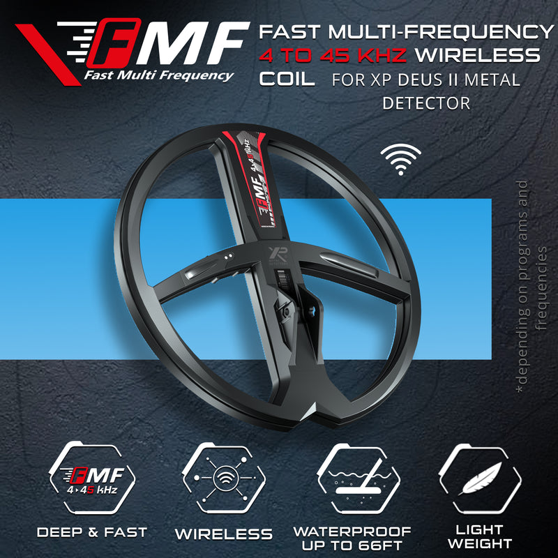 Load image into Gallery viewer, XP Deus II 9" FMF Coil (22.5cm) with Coil Cover & Lower Stem