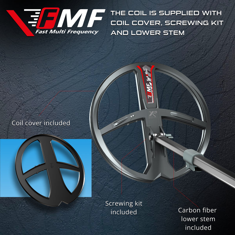 Load image into Gallery viewer, XP Deus II 9" FMF Coil (22.5cm) with Coil Cover & Lower Stem