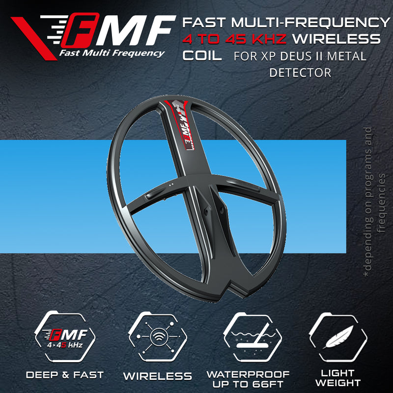 Load image into Gallery viewer, XP Deus II 11x13" FMF Elliptical Coil with Coil Cover & Lower Stem