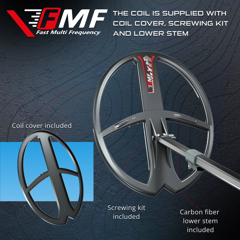Load image into Gallery viewer, XP Deus II 11x13" FMF Elliptical Coil with Coil Cover & Lower Stem