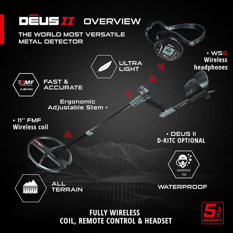 Load image into Gallery viewer, XP Deus II WS6 Master Metal Detector with 11" FMF Coil and XP MI-6 Pinpointer