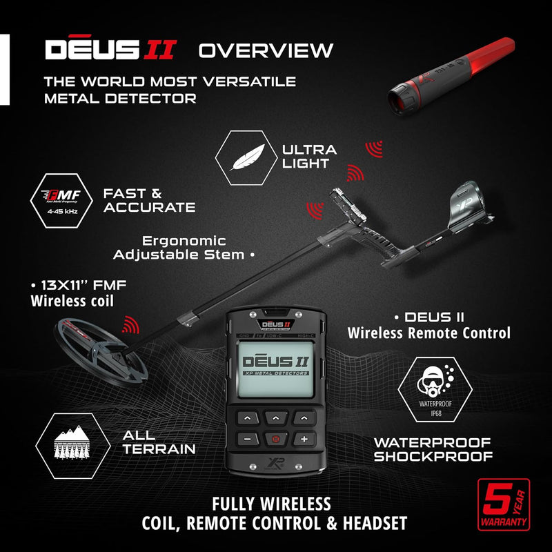 Load image into Gallery viewer, XP Deus II Metal Detector with Remote Control, 13" FMF Coil, and XP MI-6 Pinpointer