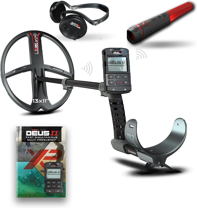 Load image into Gallery viewer, XP Deus II 13" FMF Metal Detector with Remote, MI6 Pinpointer & WSAII Headphones