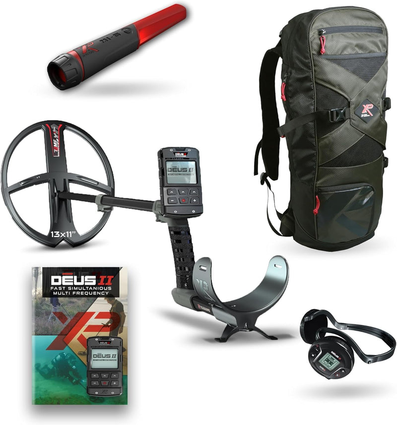 Load image into Gallery viewer, XP Deus II Metal Detector with WS6, MI-6 Pinpointer & XP 240 Backpack – 13″ × 11″ FMF Waterproof Coil