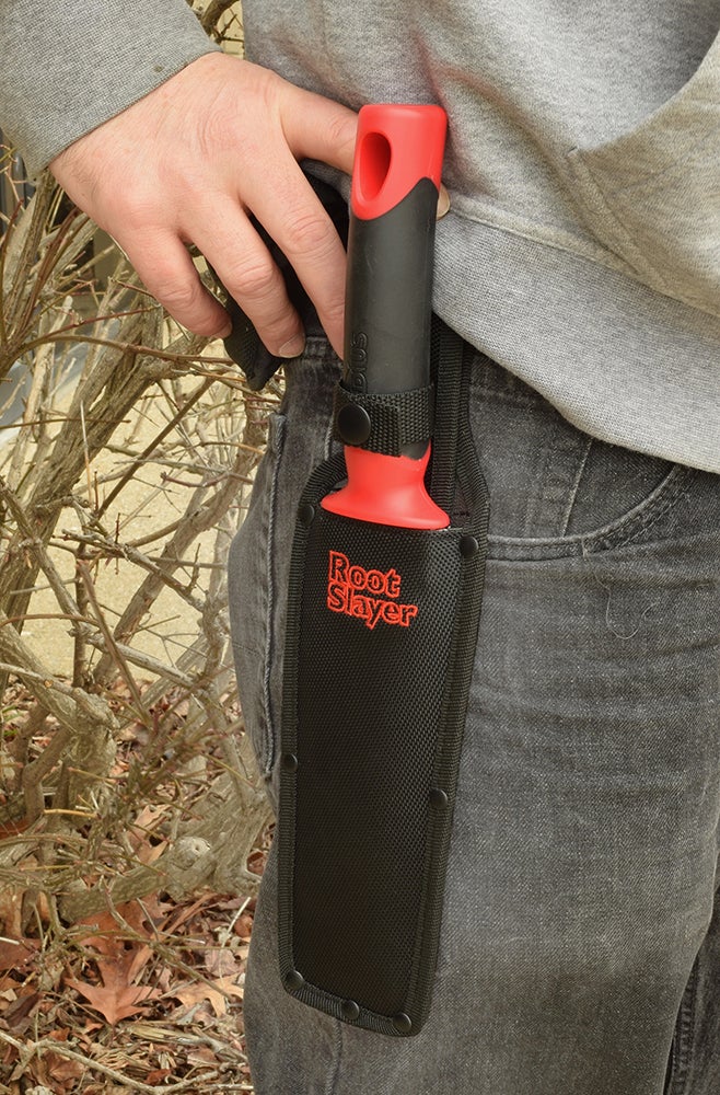 Load image into Gallery viewer, Radius Garden 17211 Root Slayer Soil Knife Shovel with Holster, Original Red