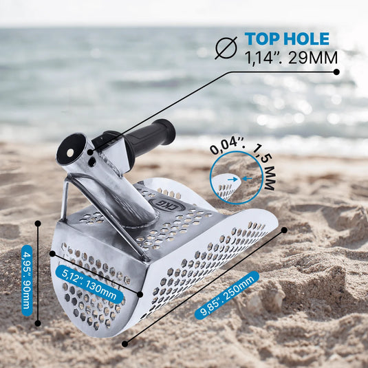 CKG Hex-7 Stainless Steel Sand Scoop with Carbon Fiber Travel Handle