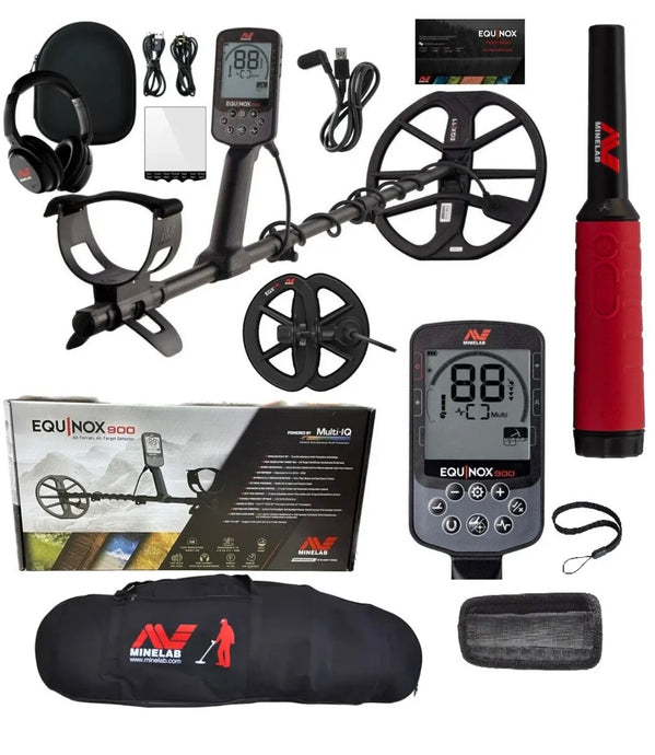 Minelab Equinox 900 Metal Detector 3720-0006 + Pro Find 40 + Carrybag