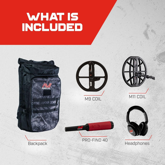 Minelab Manticore Metal Detector with M9 Coil, Pro-Find 40, and Minelab Backpack