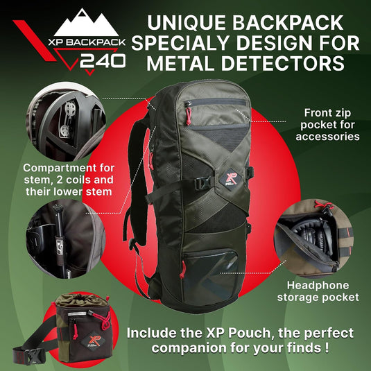 XP ICON Adventure Pack Metal Detector with WSA-XL ST Headphones, MI-6 & Backpack