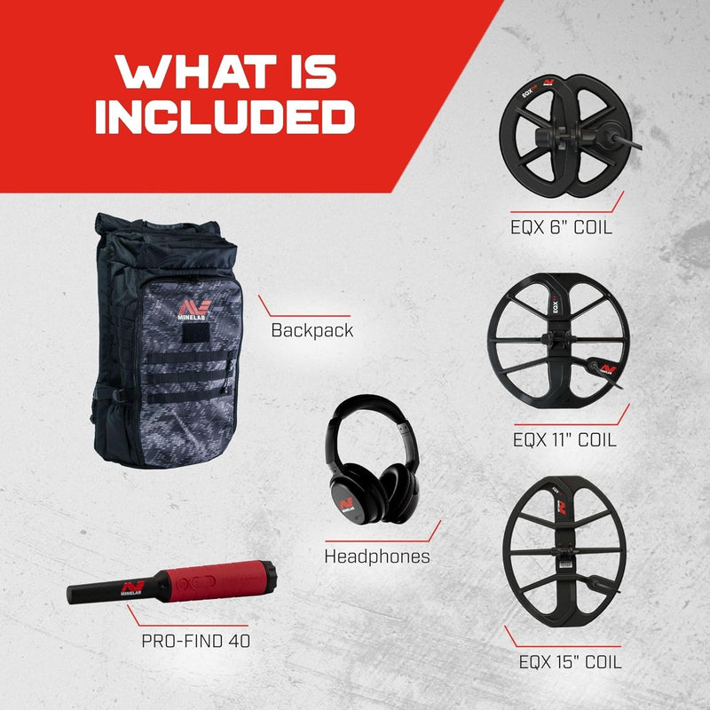 Load image into Gallery viewer, Minelab Equinox 900 Metal Detector with 15" EQX Coil, Pro-Find 40, and Backpack
