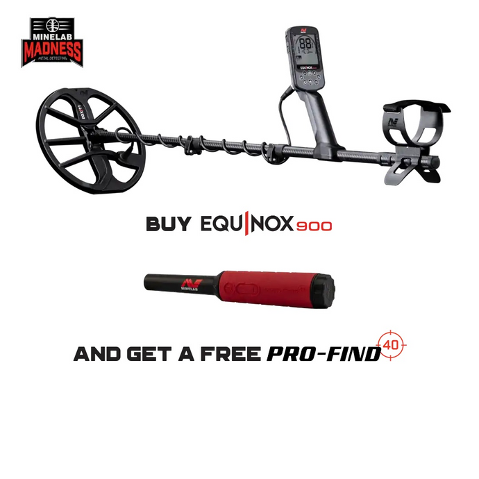 Minelab Equinox 900 Metal Detector + Pro Find 40 Pinpointer, 11” and 6