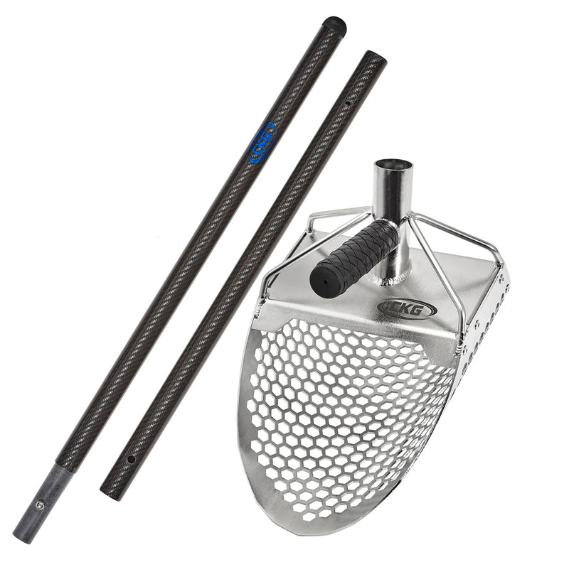 Load image into Gallery viewer, CKG HEAVY DUTY STAINLESS SAND SCOOP HEXAHEDRON HOLES WITH CARBON FIBER HANDLE
