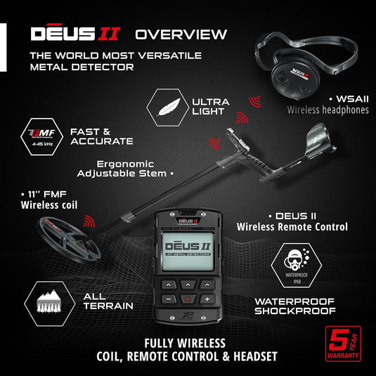 XP Deus II Metal Detector (DEUS2-28FMFRCEA + MI-6 + WSAII) (11