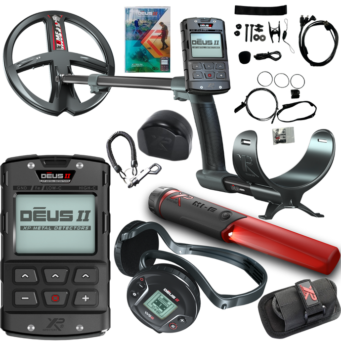 XP Deus II Metal Detector with Remote, WS6, and MI-6 Pinpointer – 9″ FMF Waterproof Coil