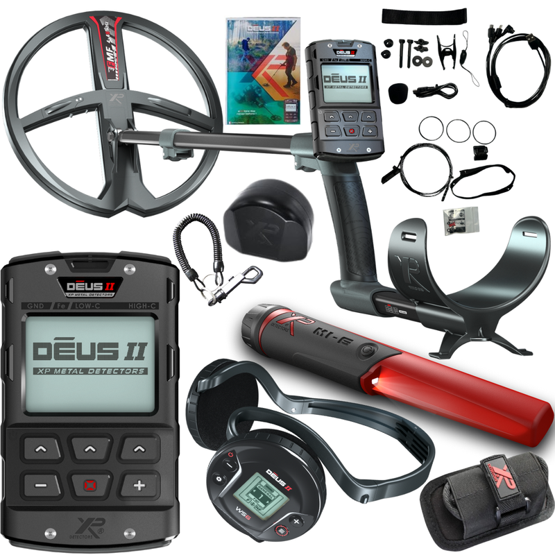 Load image into Gallery viewer, XP Deus II Metal Detector with Remote, WS6, and MI-6 Pinpointer – 13″ × 11″ FMF Waterproof Coil

