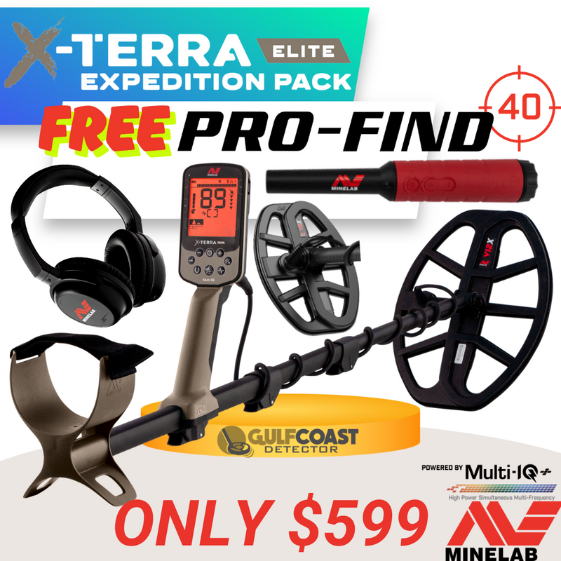Load image into Gallery viewer, Minelab X-Terra Elite Expedition Pack – Multi-IQ Waterproof Metal Detector with Pro-Find 40, Wireless Headphones, V12X &amp; V8X Coils
