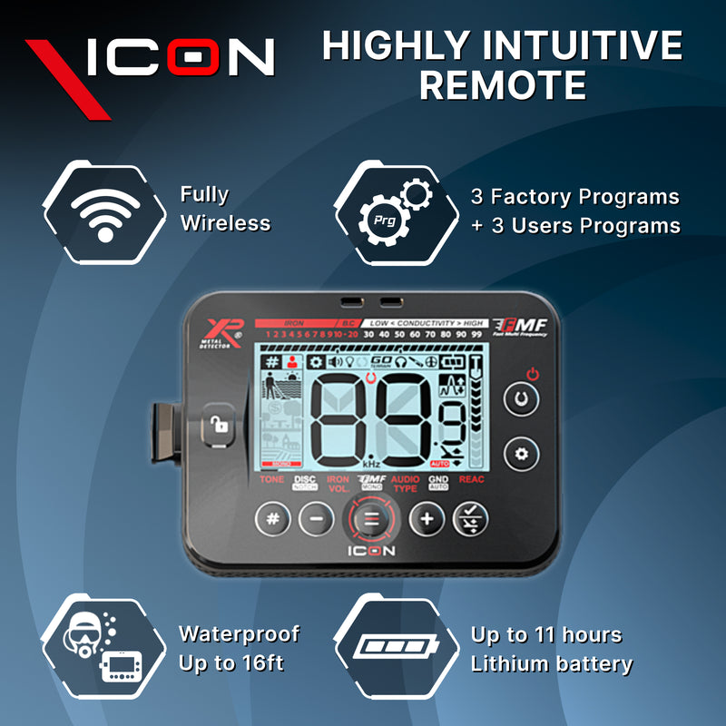 Load image into Gallery viewer, XP ICON Metal Detector with WSA-XL ST Wireless Stereo Headphones
