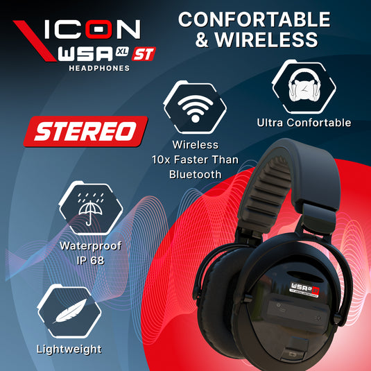 XP ICON Metal Detector with WSA-XL ST Wireless Stereo Headphones