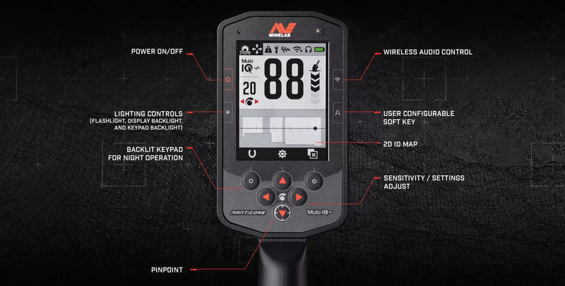 Load image into Gallery viewer, Minelab Manticore Metal Detector PN: 3228-0200 + PRO FIND 40 + BAG
