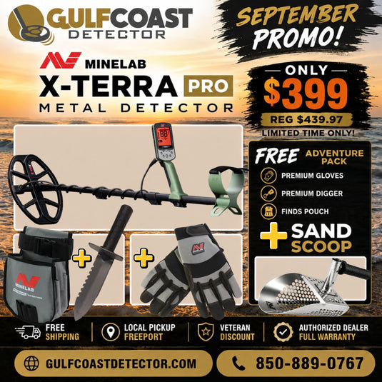 Minelab X-TERRA PRO Metal Detector with Adventure Pack & Sand Scoop