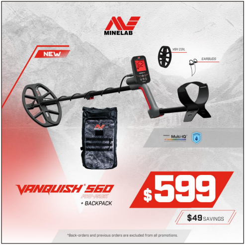 Minelab Vanquish 560 Pro Pack Metal Detector with Minelab Backpack